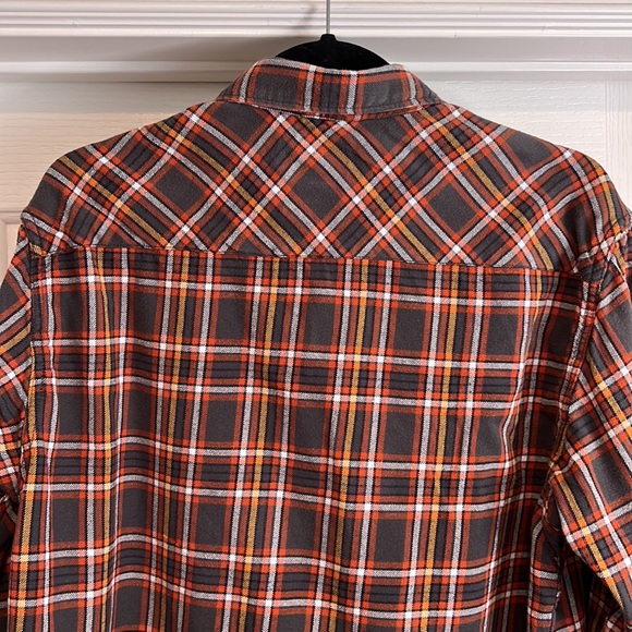 Quicksilver Flannel Orange and Grey Long Sleeve Buttoned Casual Shirt - Large - Picture 4 of 11